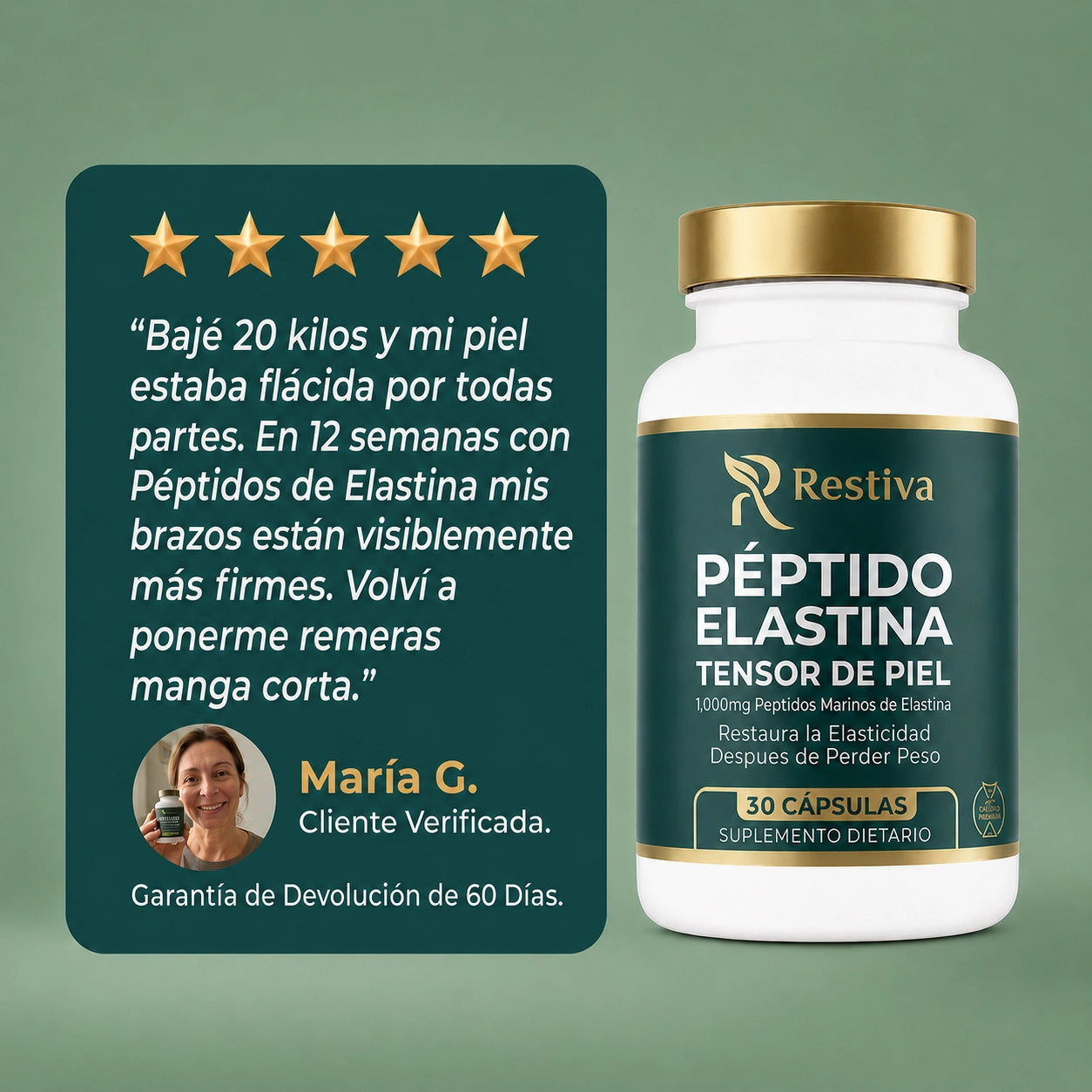 RESTIVA® - Fórmula Tensora de Piel con Péptido de Elastina
